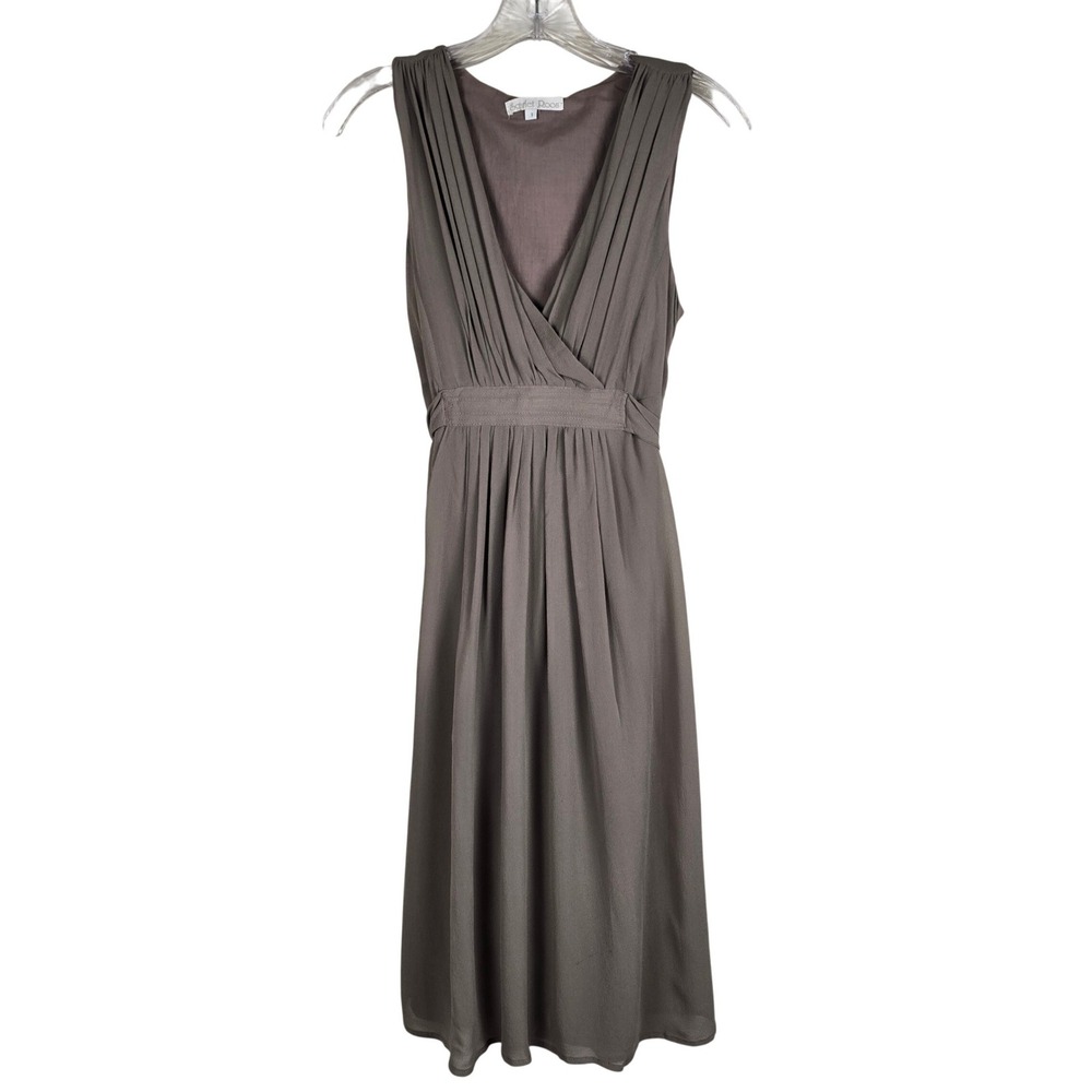 Scarlett Roos Paris 100% Silk Pleated Midi Dress - Made in‎ France - Size US 4